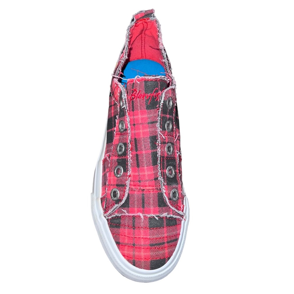💥6 HR Temp Price Drop💥 Blowfish Malibu Red Grand Canyon Plaid Slip On Sneakers - Picture 9 of 16